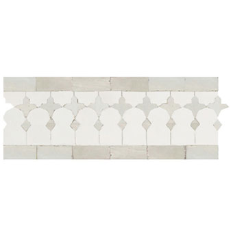 Mosaic House Moroccan tile Zanar S 26-1 White,   Polar White,    solid zellige, mosaic, zellij, border, glaze, traditional, classic 